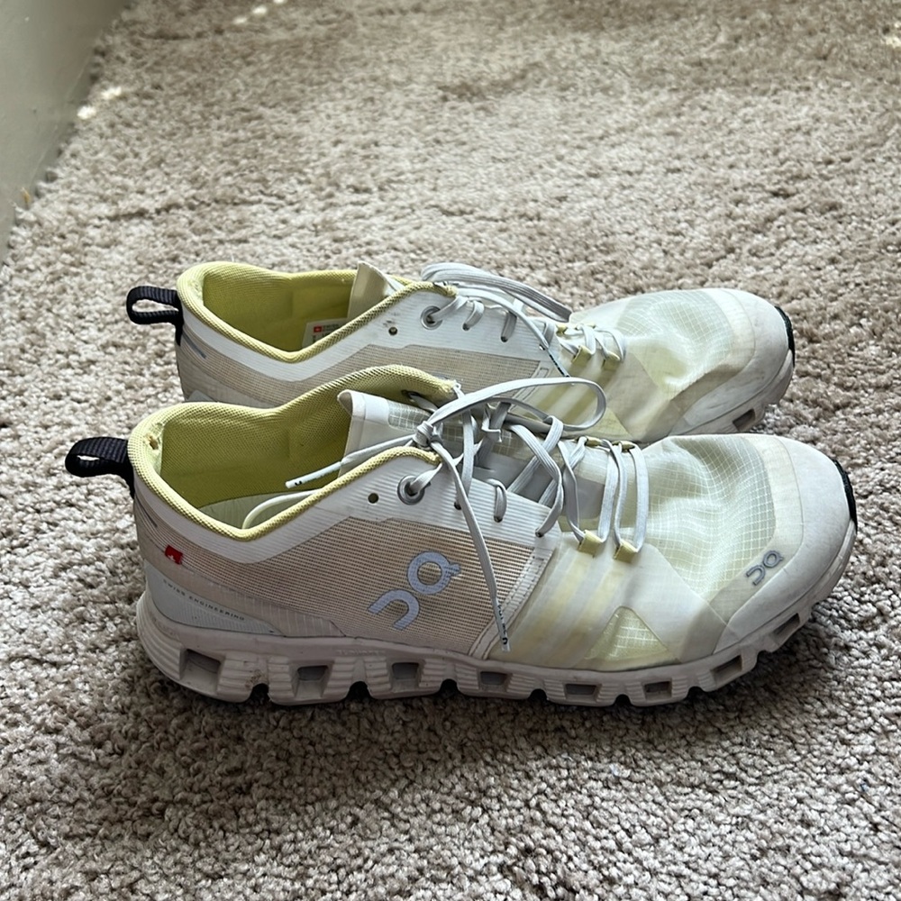 On Running Yellow and White Athletic Shoes with CloudTec Sole - Picture 2 of 7